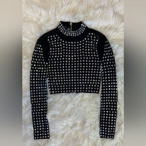 Black RHINESTONE Women's Top